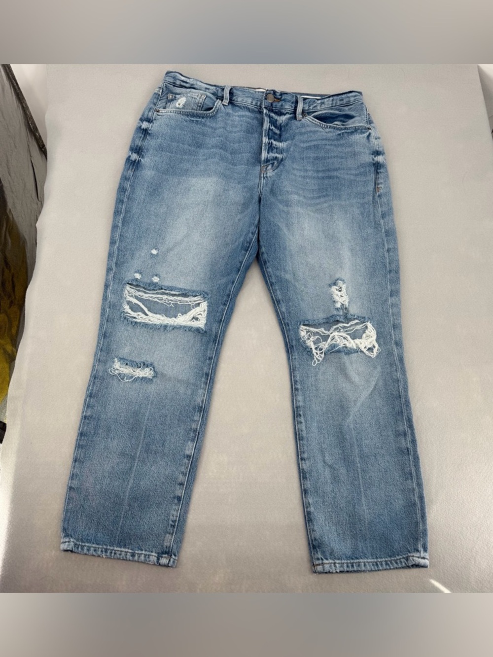 Frame Le Original Light Wash Distressed Straight Leg Jeans Sz 32